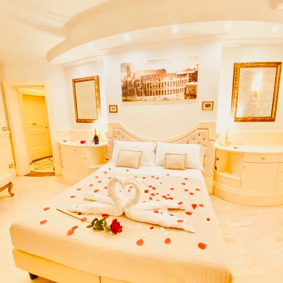 Double room prepared for a romantic stay